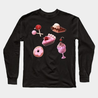 Space Food Pattern Long Sleeve T-Shirt